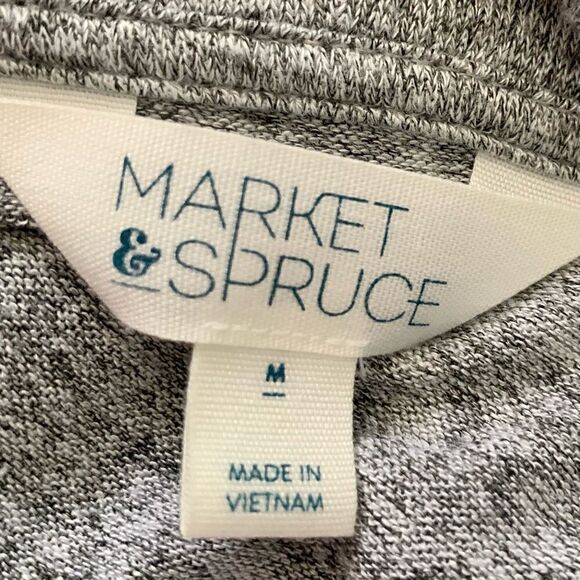 Market & Spruce Gray & White Cowl Neck Elbow Patch Knit Pullover Top Size Medium - Picture 9 of 10